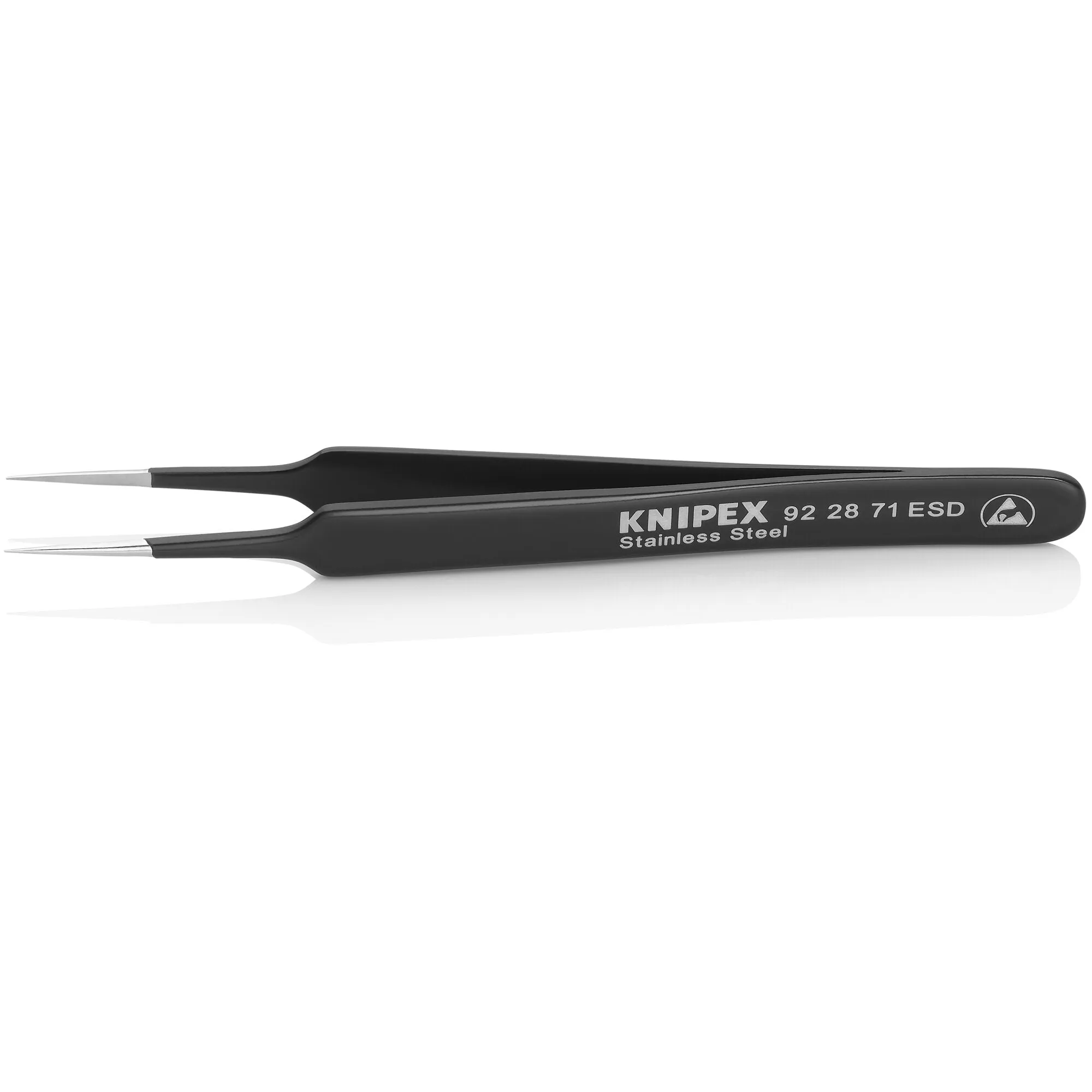 Knipex 92 28 71 ESD 4 1/4" Stainless Steel Gripping Tweezers-Needle-Point Tips-ESD