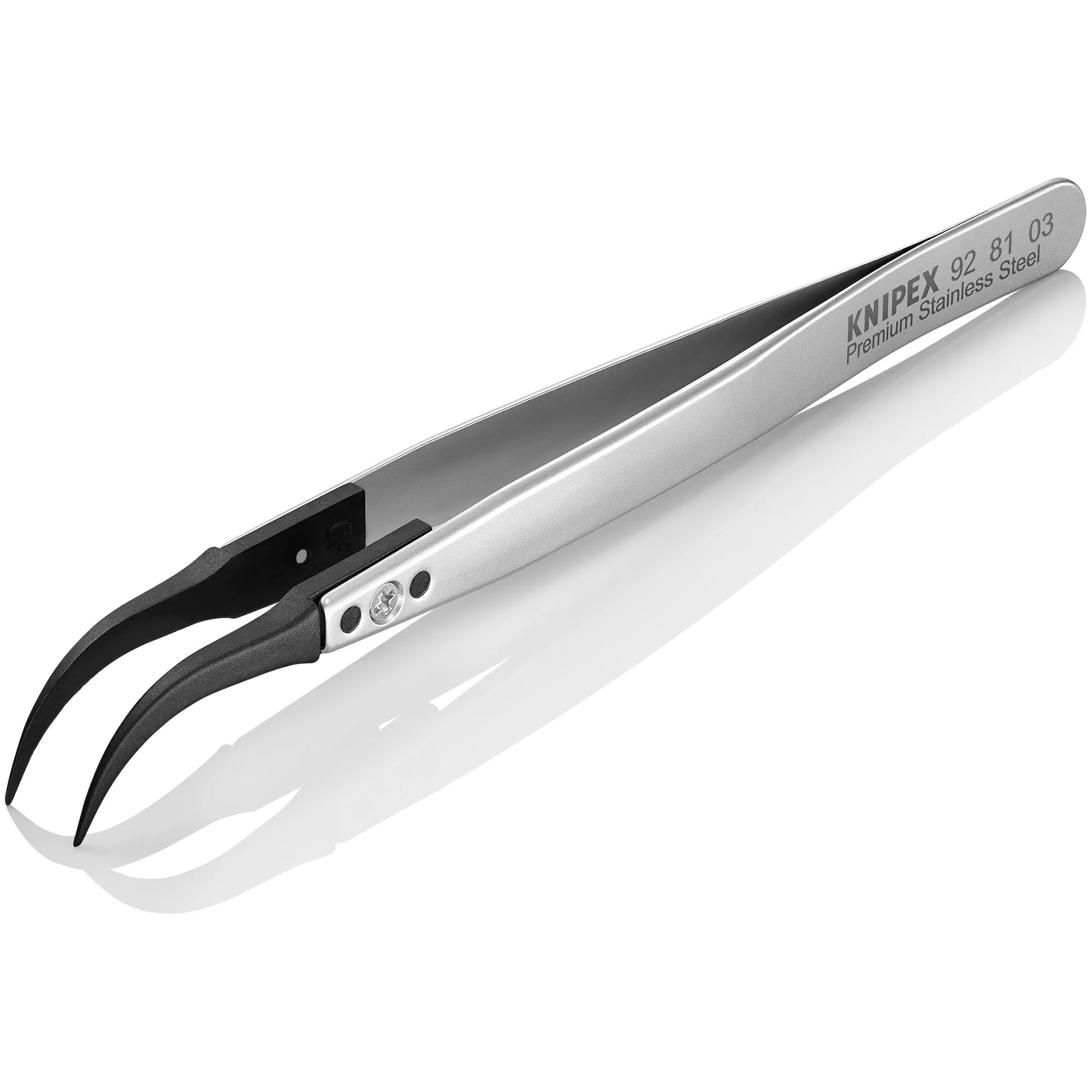 Knipex 92 81 03 5 1/4" Premium Stainless Steel Gripping Tweezers-60Angled-Pointed Tips