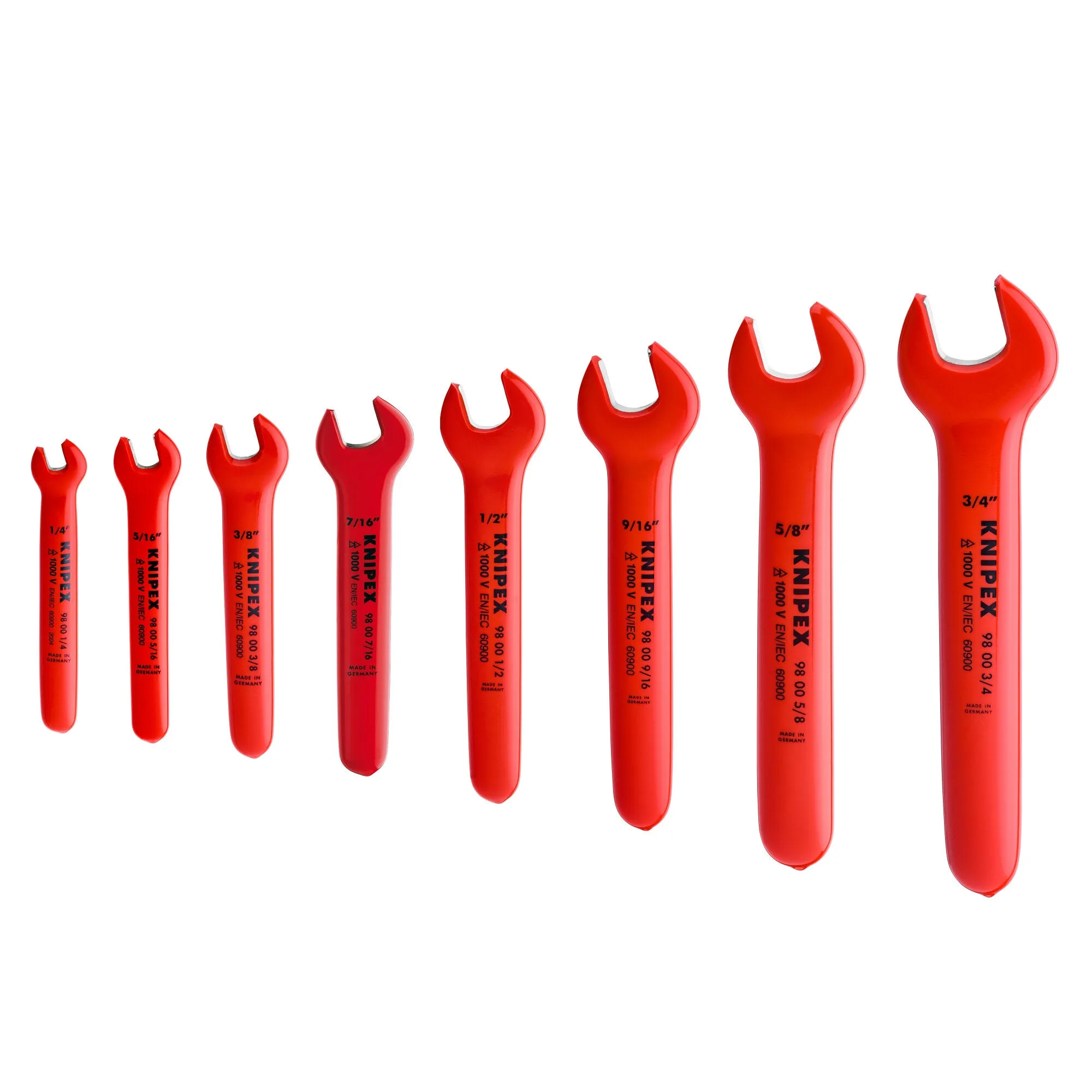 Knipex 98 99 13 S4 8 Pc Open End Wrench Set, SAE-1000V Insulated
