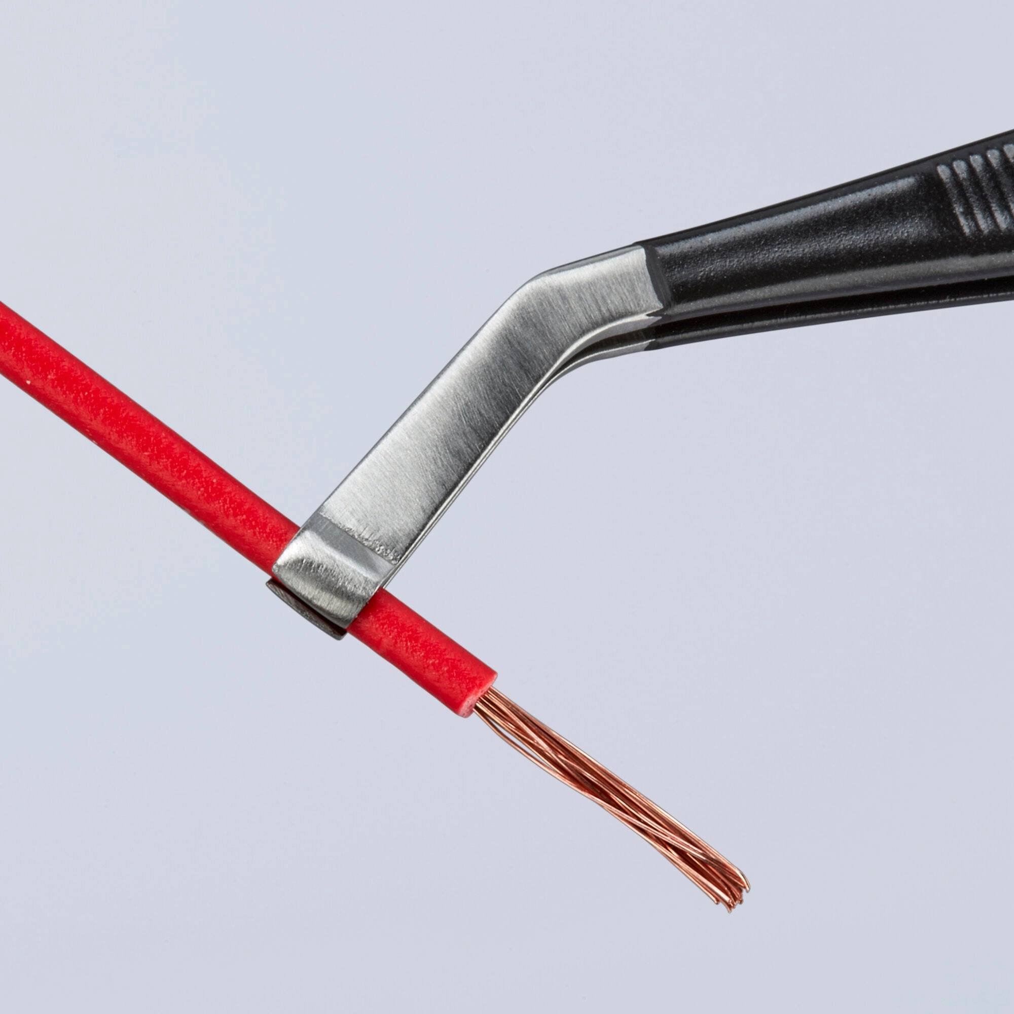 Knipex 92 16 01 ESD 4 3/4" Stainless Steel Positioning Tweezers-35Angled-ESD