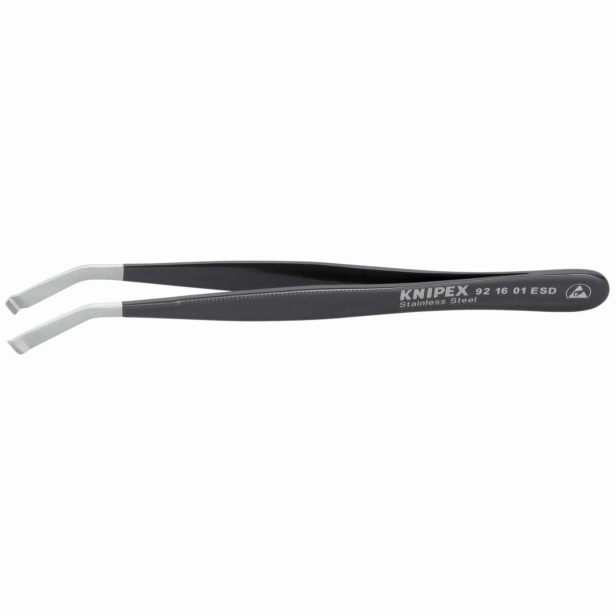 Knipex 92 16 01 ESD 4 3/4" Stainless Steel Positioning Tweezers-35Angled-ESD