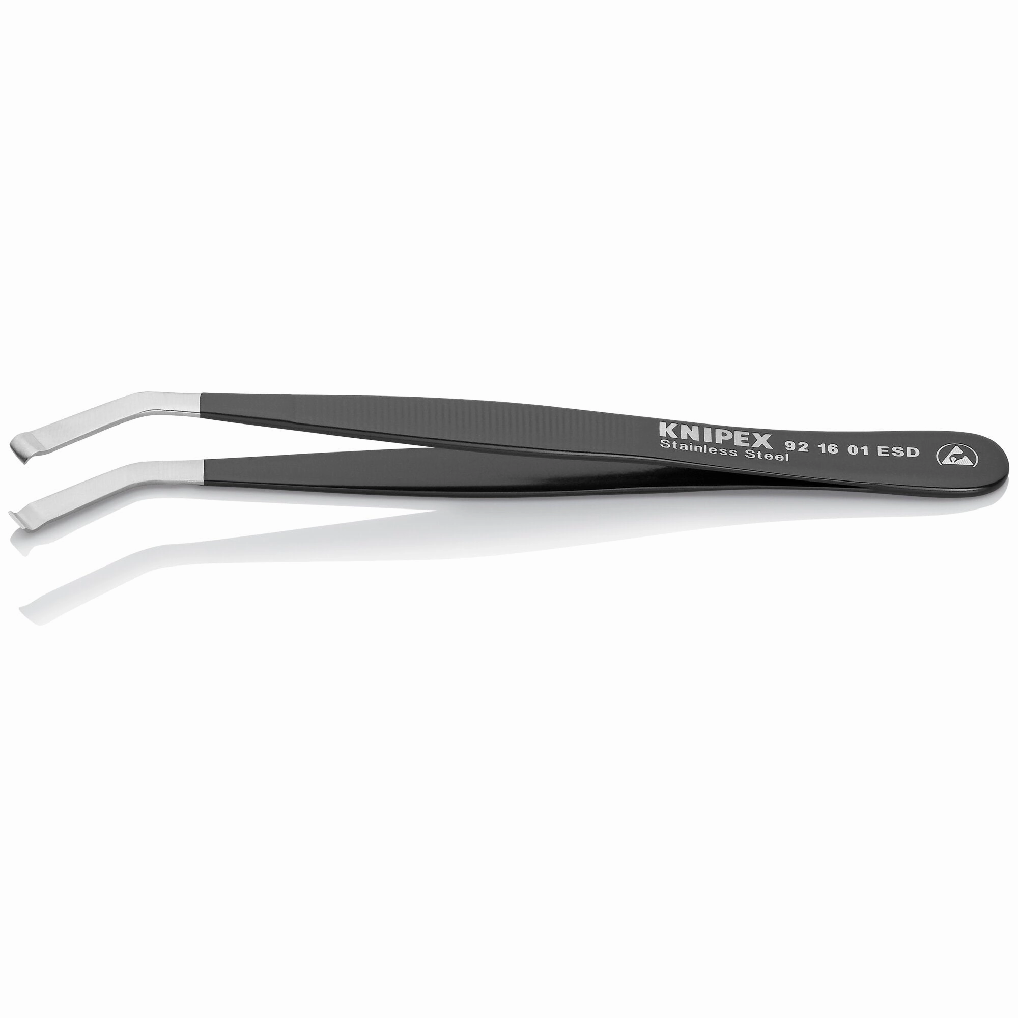 Knipex 92 16 01 ESD 4 3/4" Stainless Steel Positioning Tweezers-35Angled-ESD