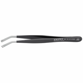 Knipex 92 16 01 ESD 4 3/4" Stainless Steel Positioning Tweezers-35Angled-ESD