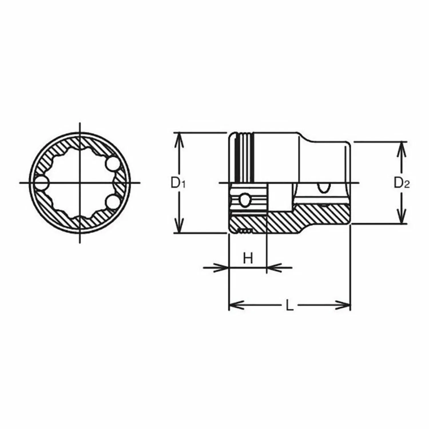 Ko-ken 2455AS-9/16 1/4 Sq. Dr. 12 point Short Sae Nut Grip Socket - 9/16