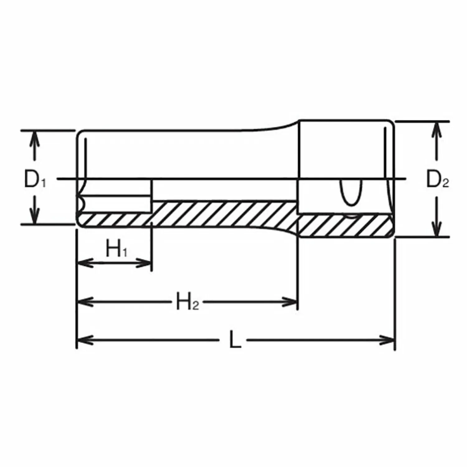 Ko-ken 4300A-1.1/2  1/2 Sq. Dr. Socket 1.1/2 6 point Length 77mm