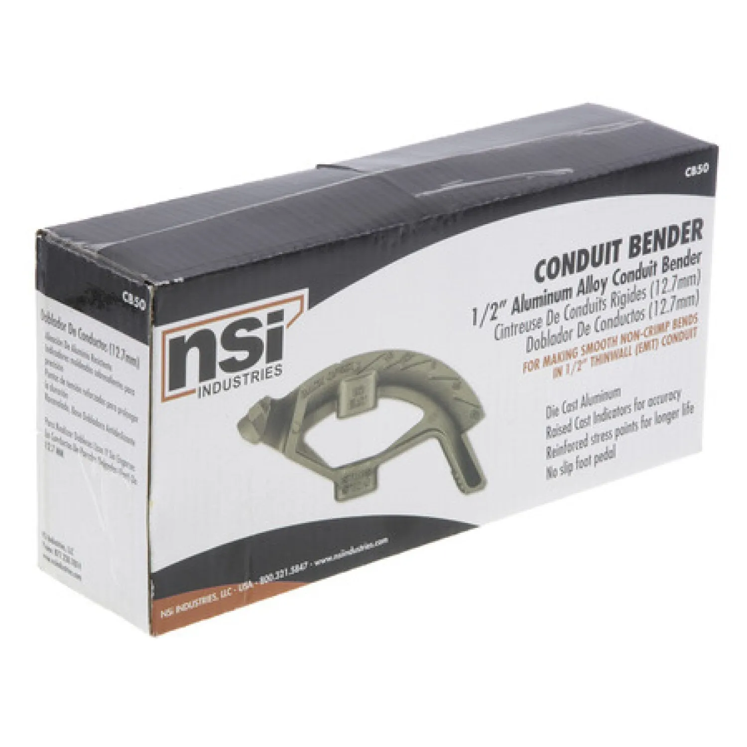 NSI CB50 Conduit Bender For .5" Emt Conduit 5 Degree Inside Radius Handle