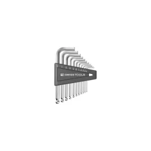 PB Swiss PB 212Z.H-12 CN Ball Point Hex Key L- Wrench Sets for Hexagon Socket Screws, 12 Pcs