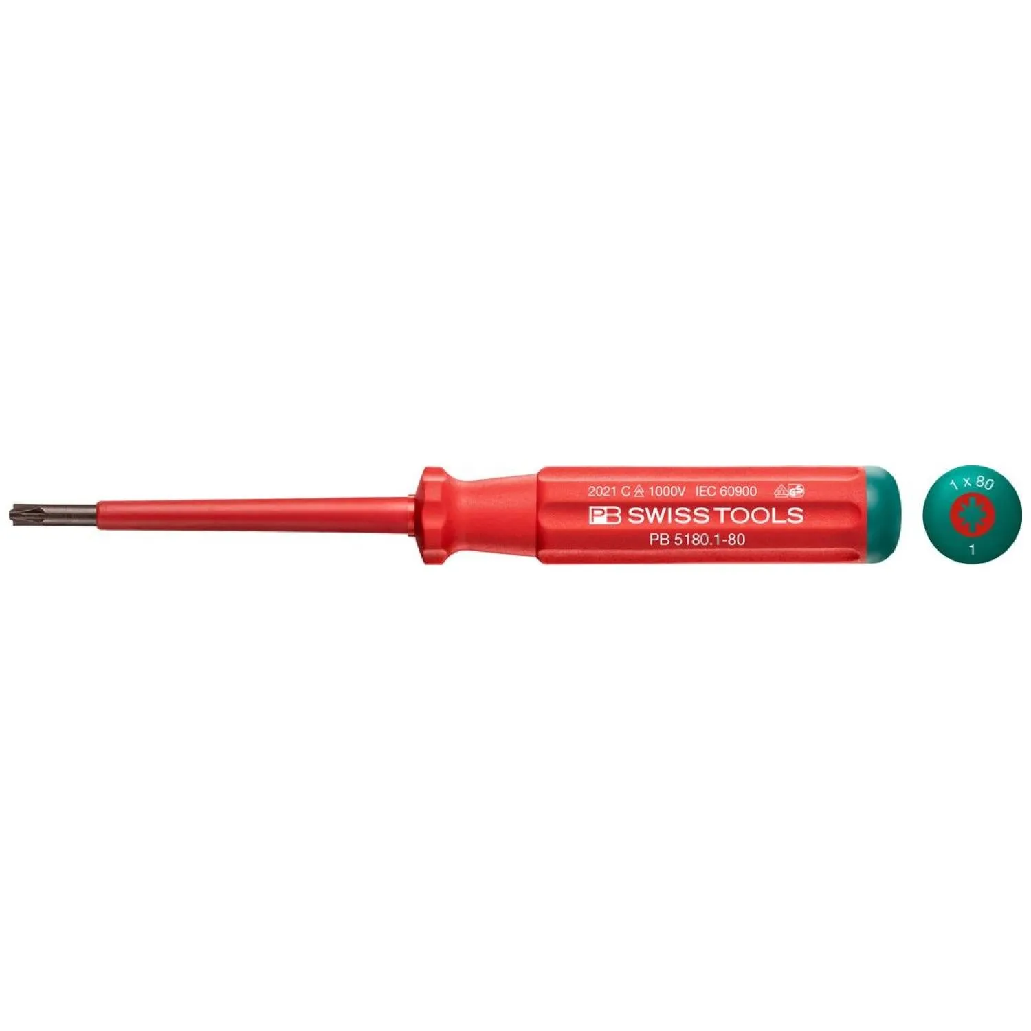 PB Swiss  PB 5180.1-80 Screwdriver Pozidriv PZ1/SL 80mm