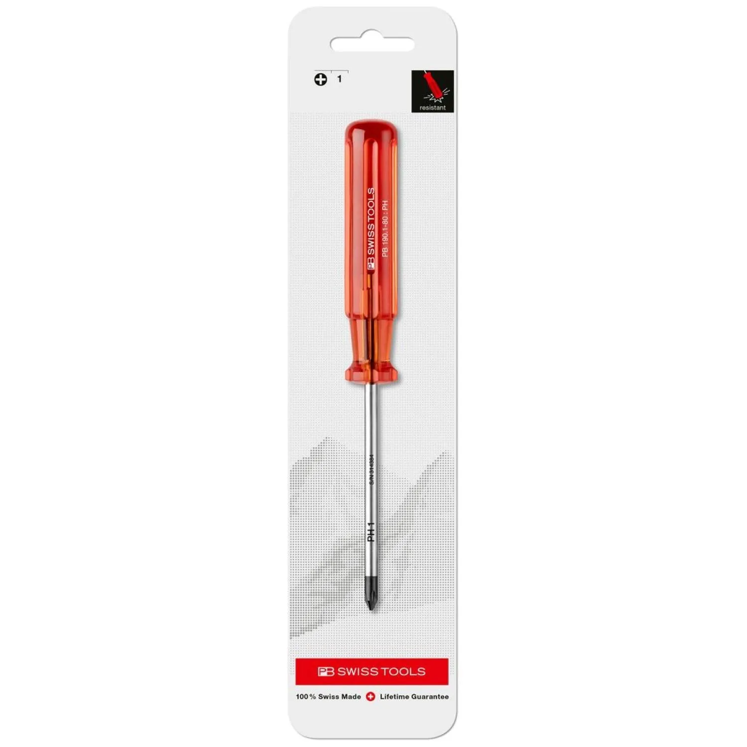 PB Swiss Tools PB 190.1-80 * Classic screwdrivers Phillips Screwdriver Good Grip PH1 80 mm