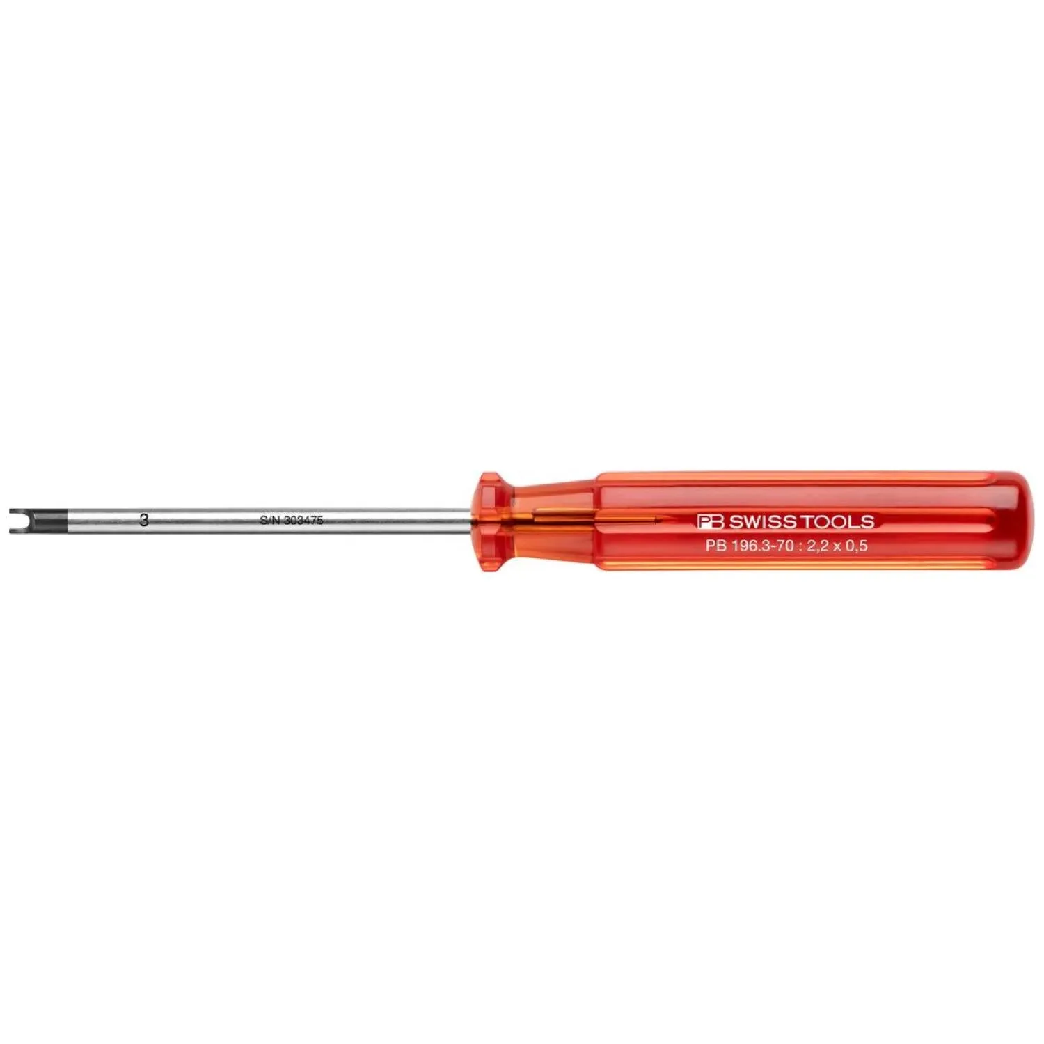 PB Swiss Tools PB 196.3-70 Slotted Nut Classic Screwdrivers, M2 x 70mm