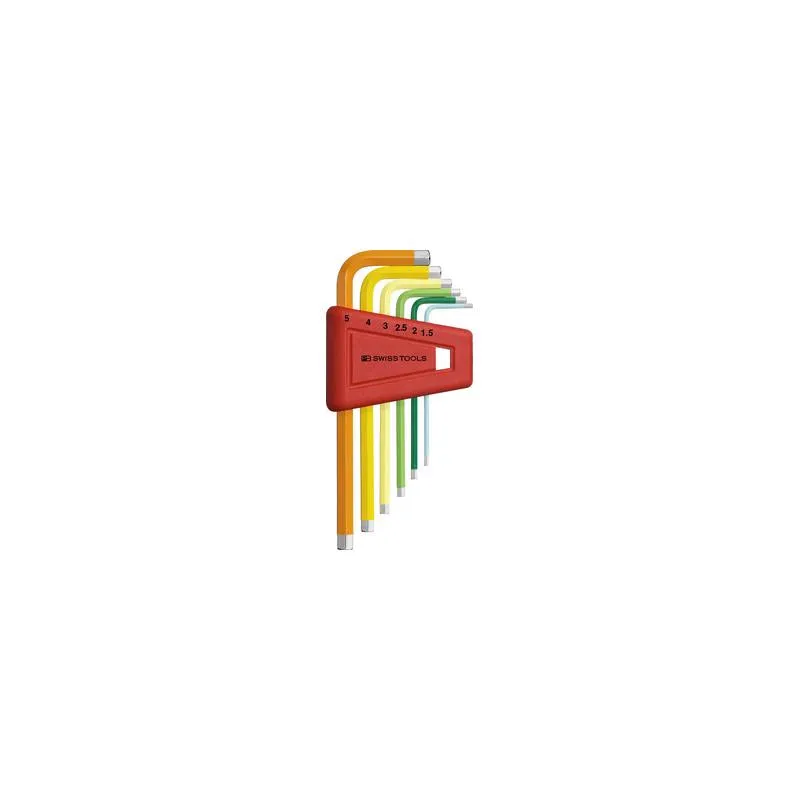 PB Swiss Tools PB 210.H-5 RB Hex Key Set Metric Rainbow 1.5-5mm 6-Piece