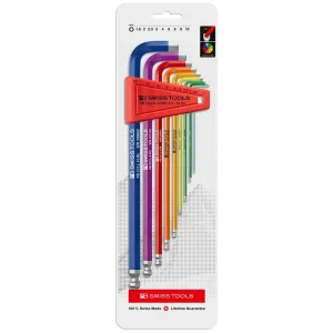 PB Swiss Tools PB 212.LH-10 RB CN Rainbow Ball End Hex Set, 1.5 - 10 mm, 9 Pc.