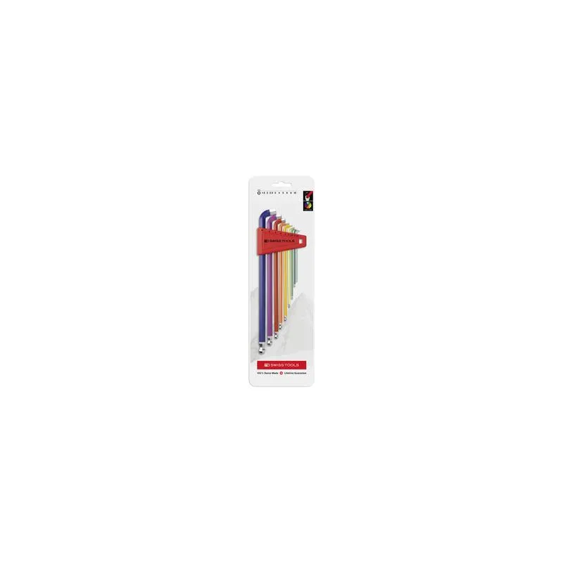 PB Swiss Tools PB 2212.LH-10 RB CN RainBow Key L-Wrenches Long,  1.5mm to 10mm