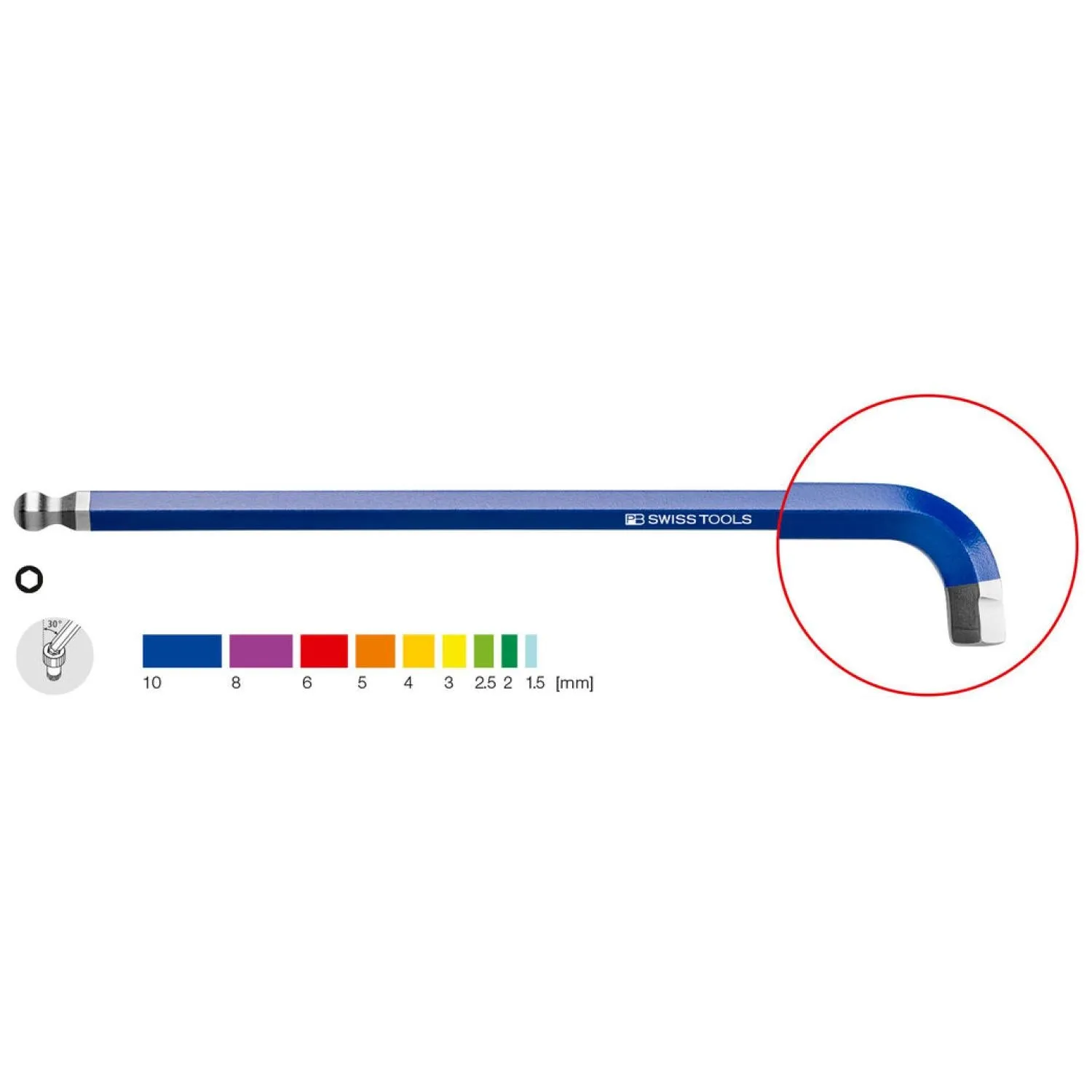 PB Swiss Tools PB 2222.L 10 BL RainBow 90100 Key L-Wrenches, Hex