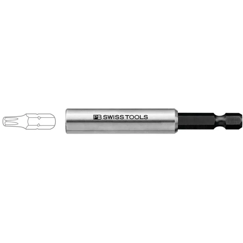 PB Swiss Tools PB 450.M 1/4" Bit Holder, Magnetic w/ Retaining Ring, Hex, 75mm