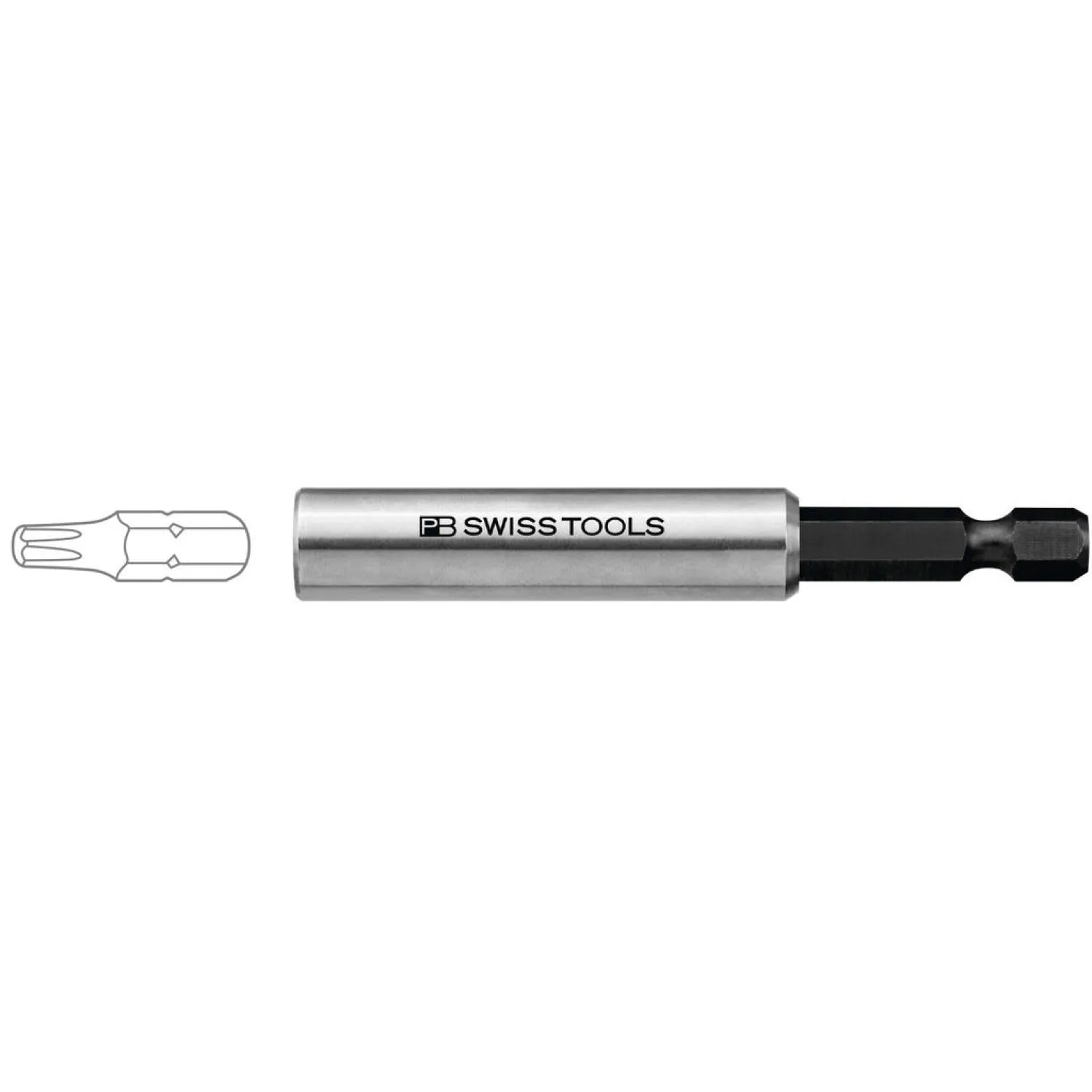 PB Swiss Tools PB 450.M 1/4" Bit Holder, Magnetic w/ Retaining Ring, Hex, 75mm