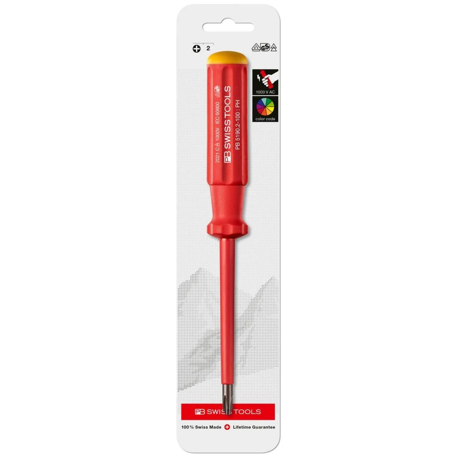 PB Swiss Tools PB 5190.2-100 Classic VDE Screwdriver Phillips Size PH2