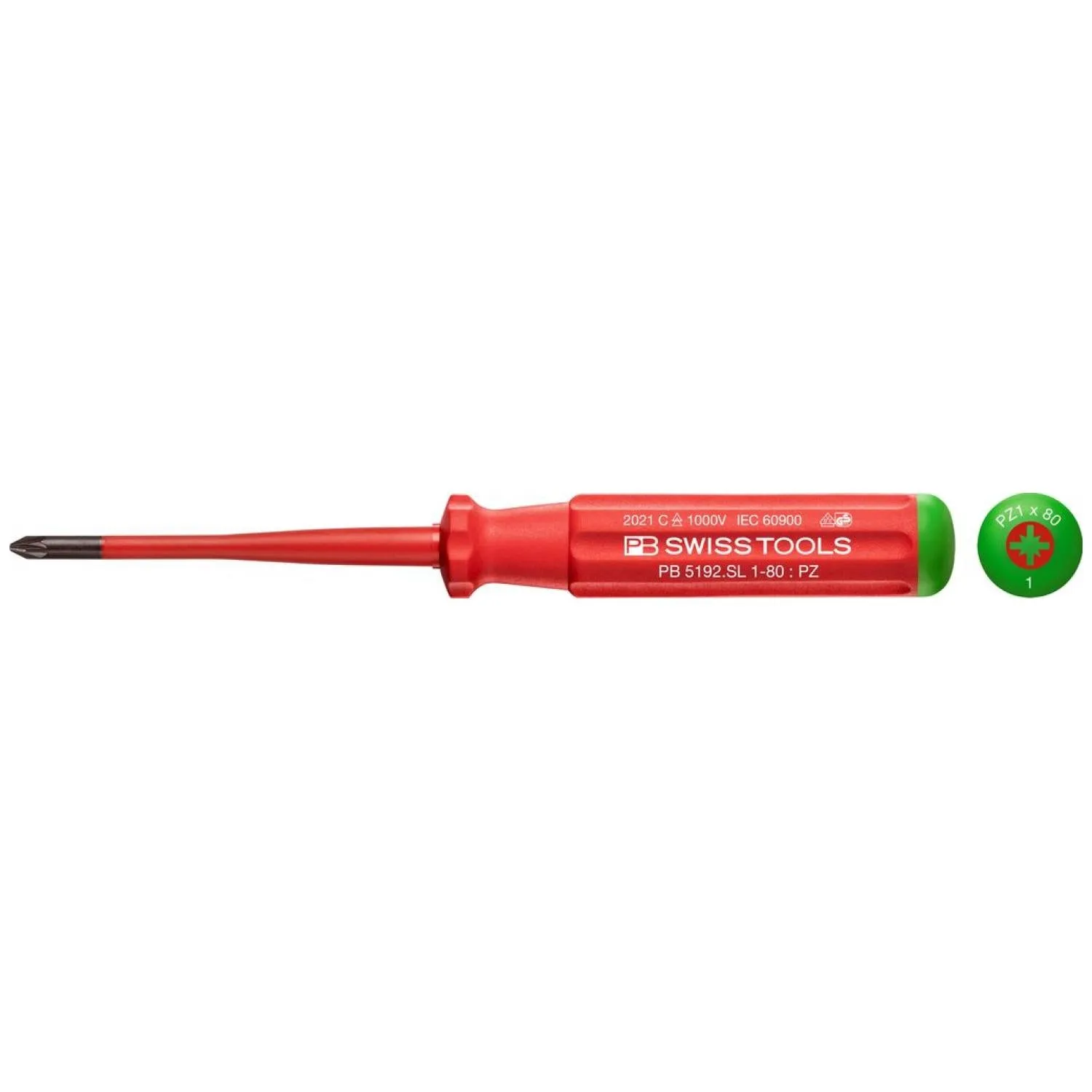 PB Swiss Tools PB 5192.SL 1-80 Classic VDE Insulated Screwdriver PZ1 Slim,