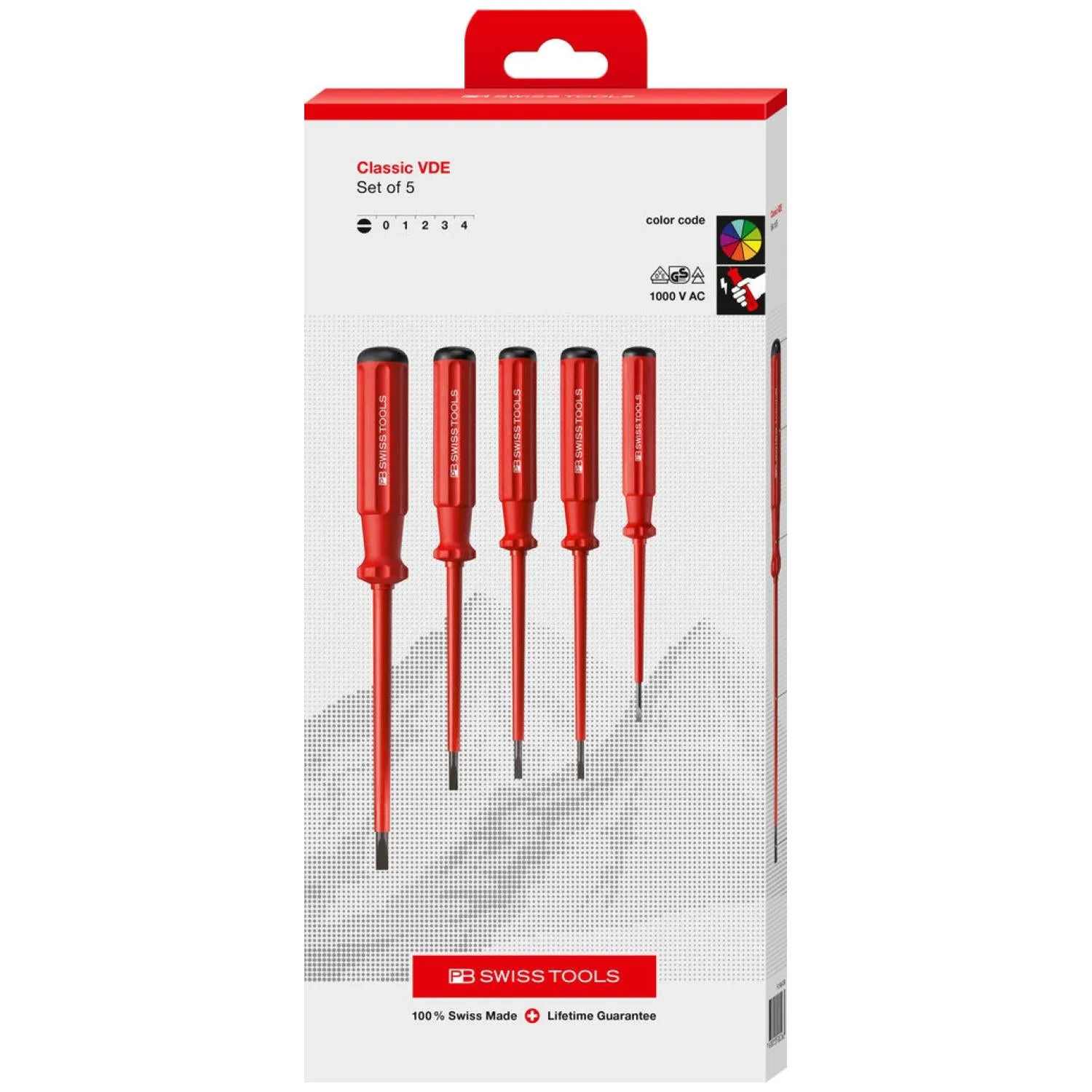 PB Swiss Tools PB 5538 Classic VDE Screwdriver Set, Slim, 5pcs