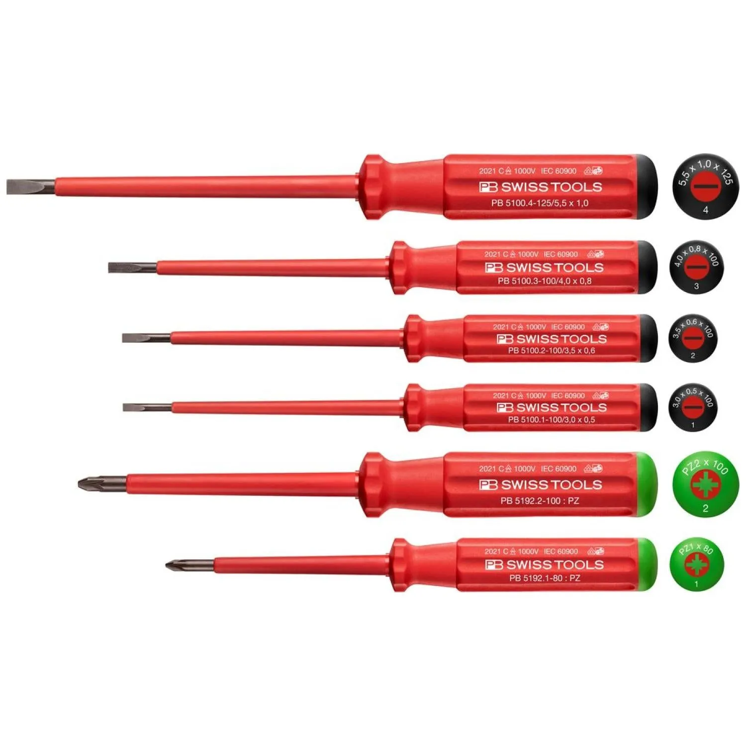 PB Swiss Tools PB 5543.CBB Classic VDE screwdriver set, fully insulated up to 1000 V AC/1500 V DC