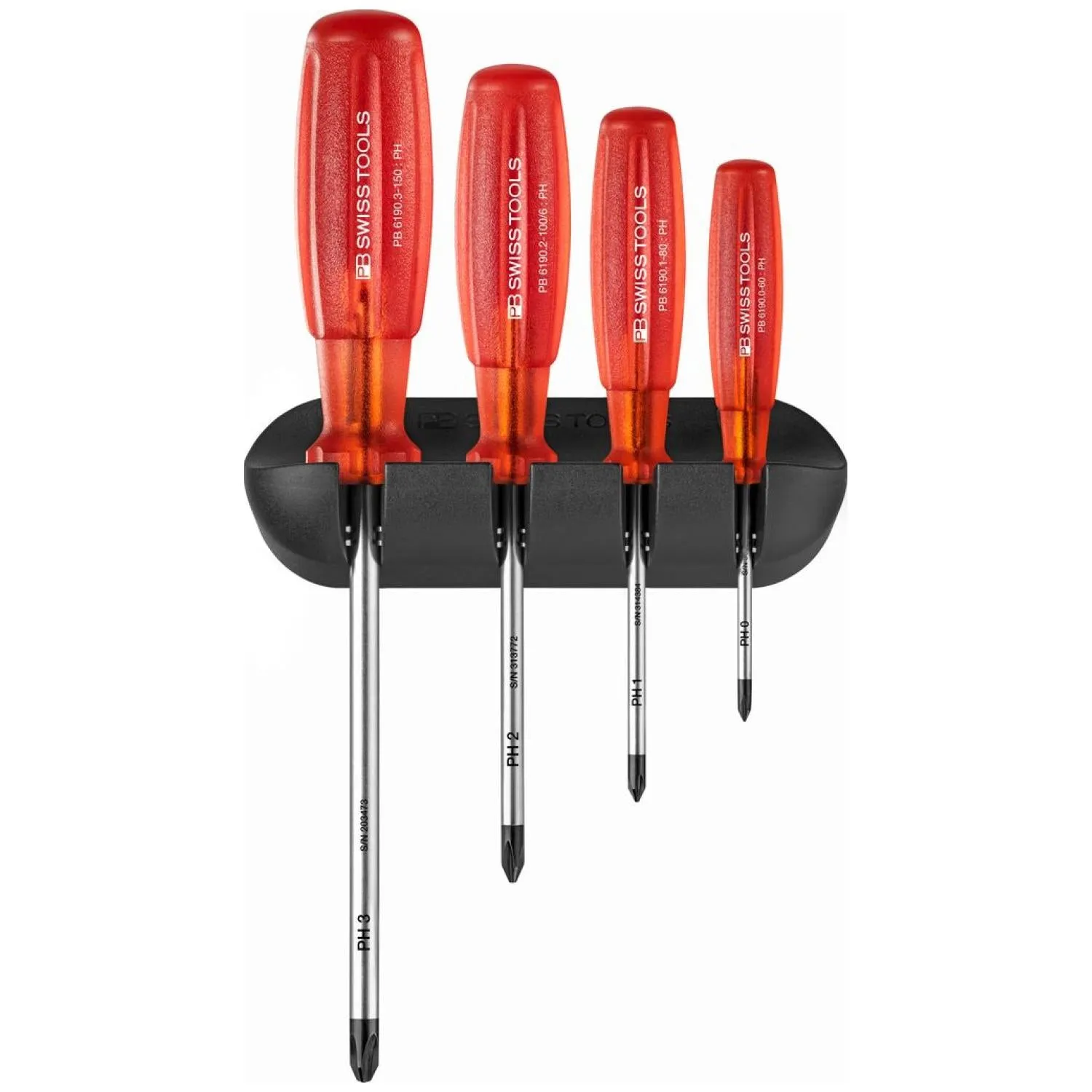 PB Swiss Tools PB 6242 Screwdriver Set With Wall Bracket 4 Pcs