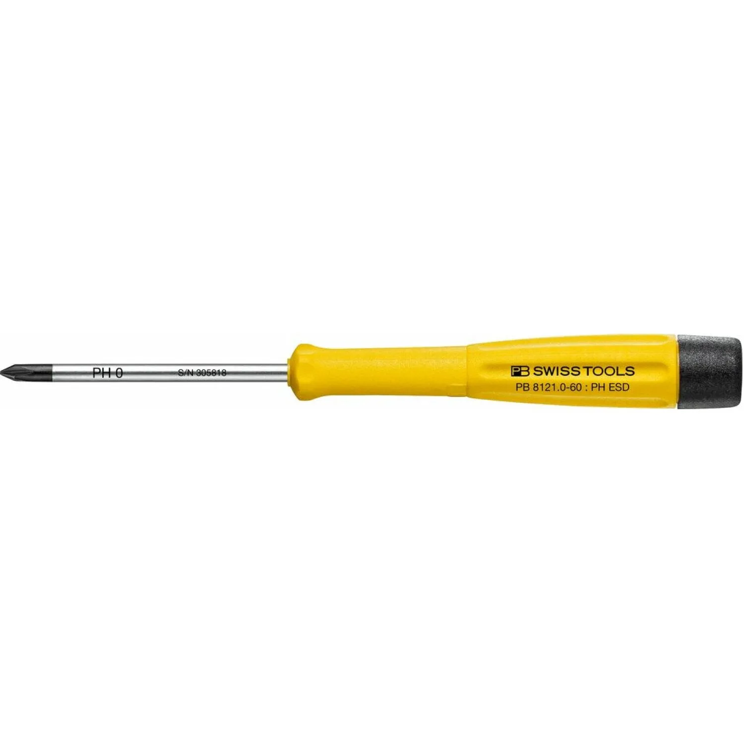PB Swiss Tools PB 8121.0-60 ESD Electronics Screwdriver, Phillips, PH0 x 60mm