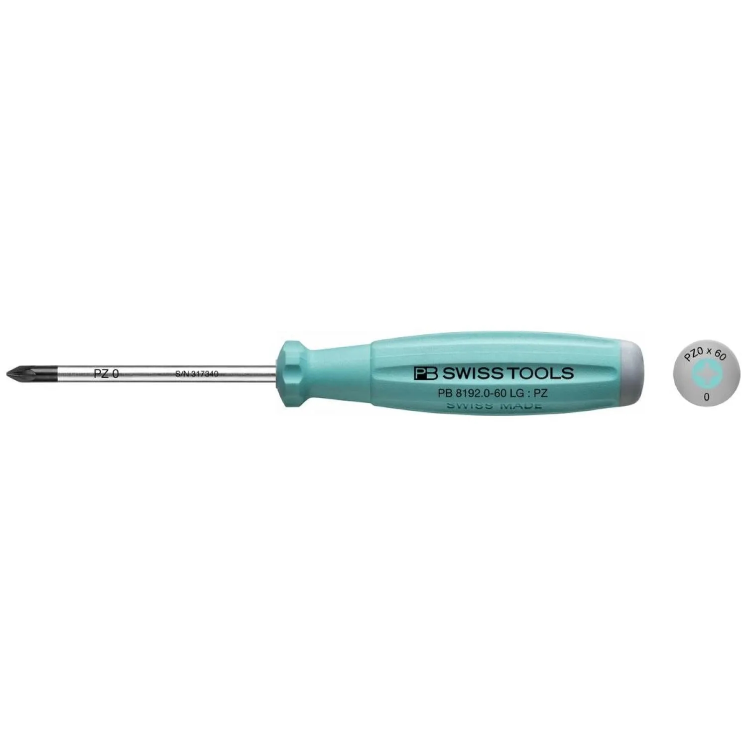 PB Swiss Tools PB 8192.0-60 LG  Pozidriv SwissGrip Screwdrivers, PZ0 x 60mm