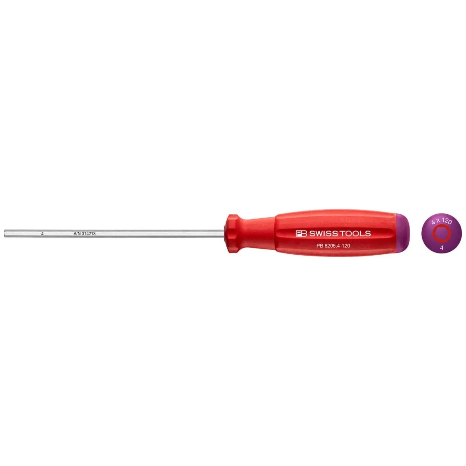 PB Swiss Tools PB 8205.4-120 SwissGrip Screwdrivers, Hex, 4 x 120mm