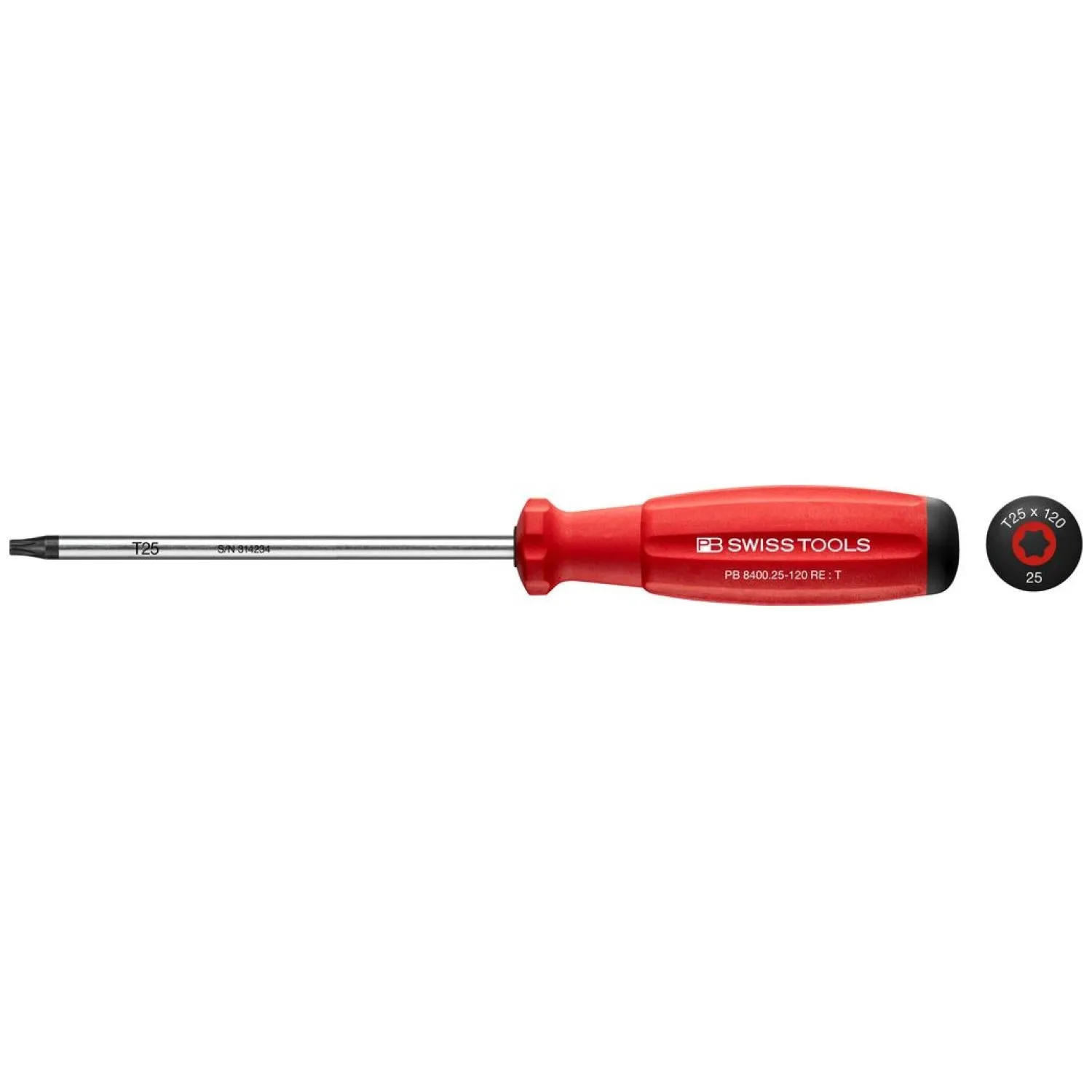 PB Swiss Tools PB 8400.25-120 RE SwissGrip Screwdrivers, TORX, T25 x 120mm
