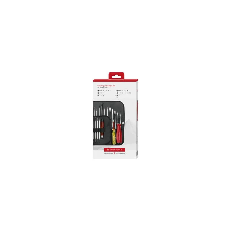 PB Swiss Tools PB 8515 SwissGrip Interchangeable Blade Screwdriver Set, w/ Roll-Up Case - 31 tools in 1