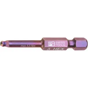 PB Swiss Tools PB E6.212/3 Precisionbit, Shape E 6.3 (1/4), With Ball End