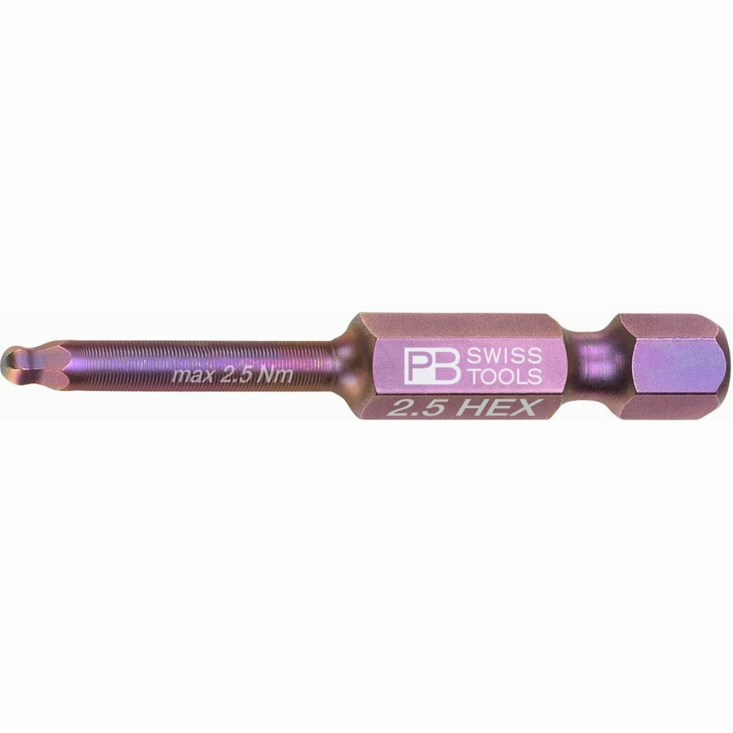 PB Swiss Tools PB E6.212/2,5 Precisionbit, Shape E 6.3 (1/4), With Ball End