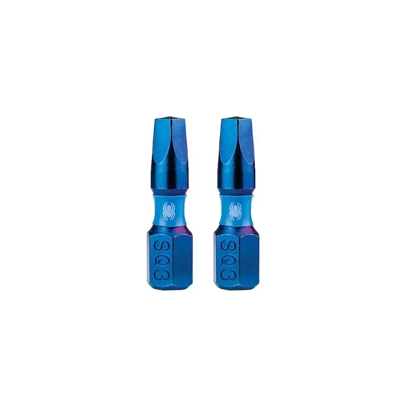 Spyder 19038 Mach-Blue SQ3 1/4-in x 1-in Square Impact Driver Bit 2 Piece