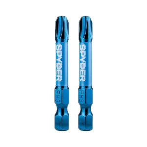 Spyder 19047 Mach-Blue PH3 1/4-in x 2-in Phillips Impact Driver Bit 2 Piece