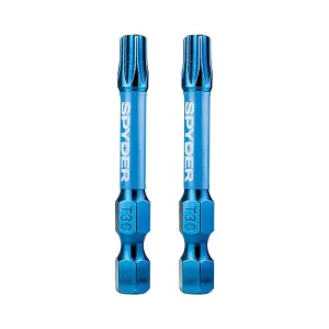 Spyder 19055 Mach-Blue T30 1/4-in x 2-in TORX Impact Driver Bit 2 Piece