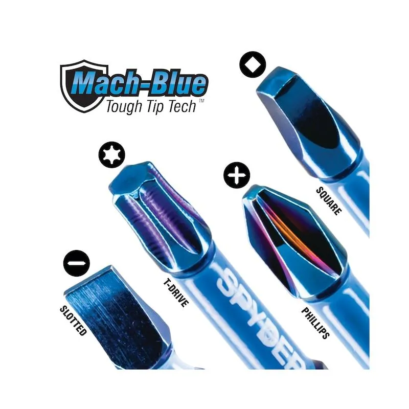 Spyder 19079 Mach-Blue 1/4-in x Phillips/Square/TORX Impact Driver Bit (34-Piece)