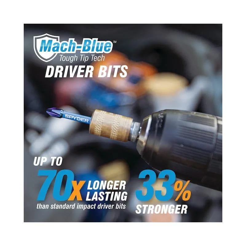 Spyder 19079 Mach-Blue 1/4-in x Phillips/Square/TORX Impact Driver Bit (34-Piece)