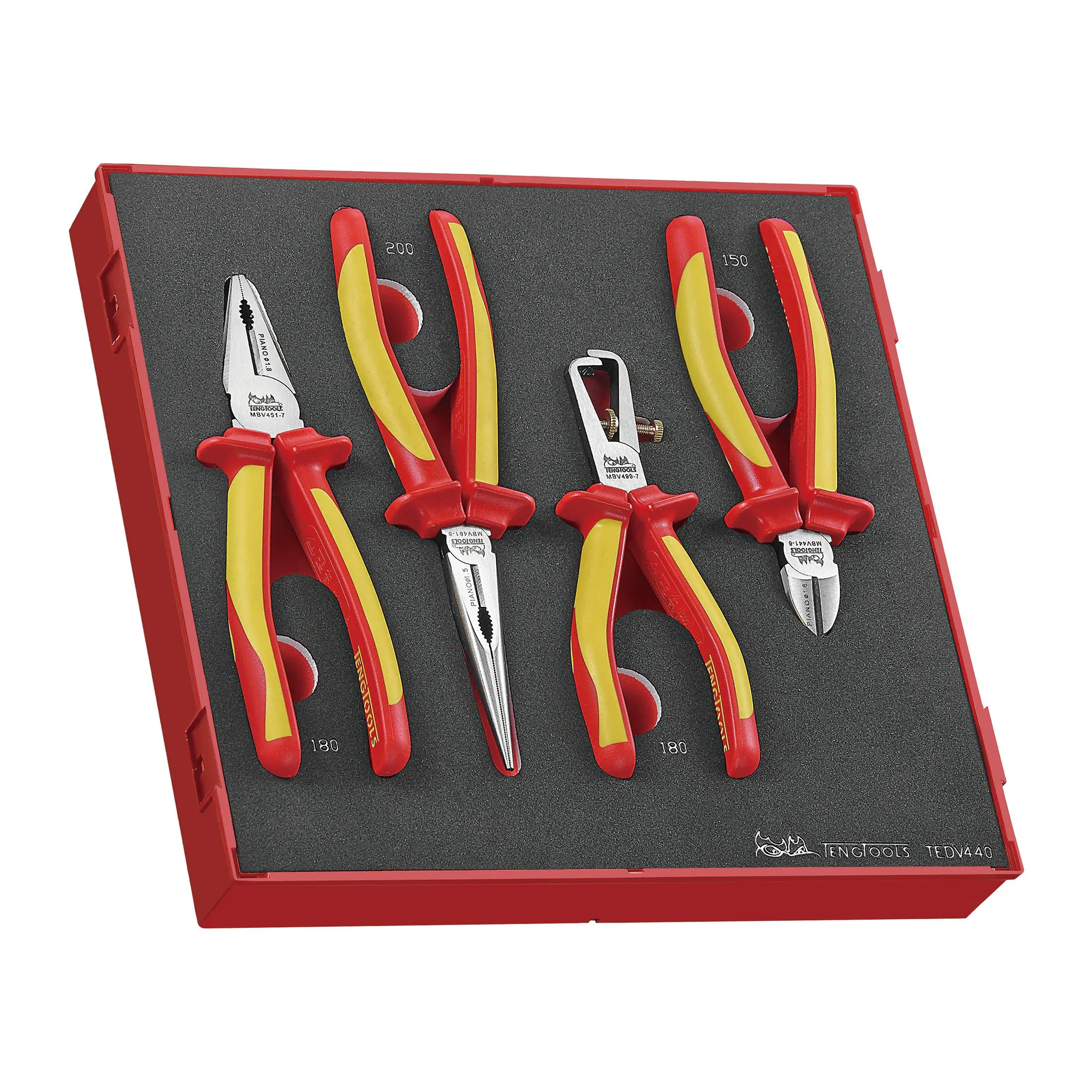 Teng Tools 36 Piece 1000 Volt Insulated Screwdriver, 3/8 Inch Drive Socket & Plier Electricians Portable EVA Foam Tool Kit - TC-6TE04