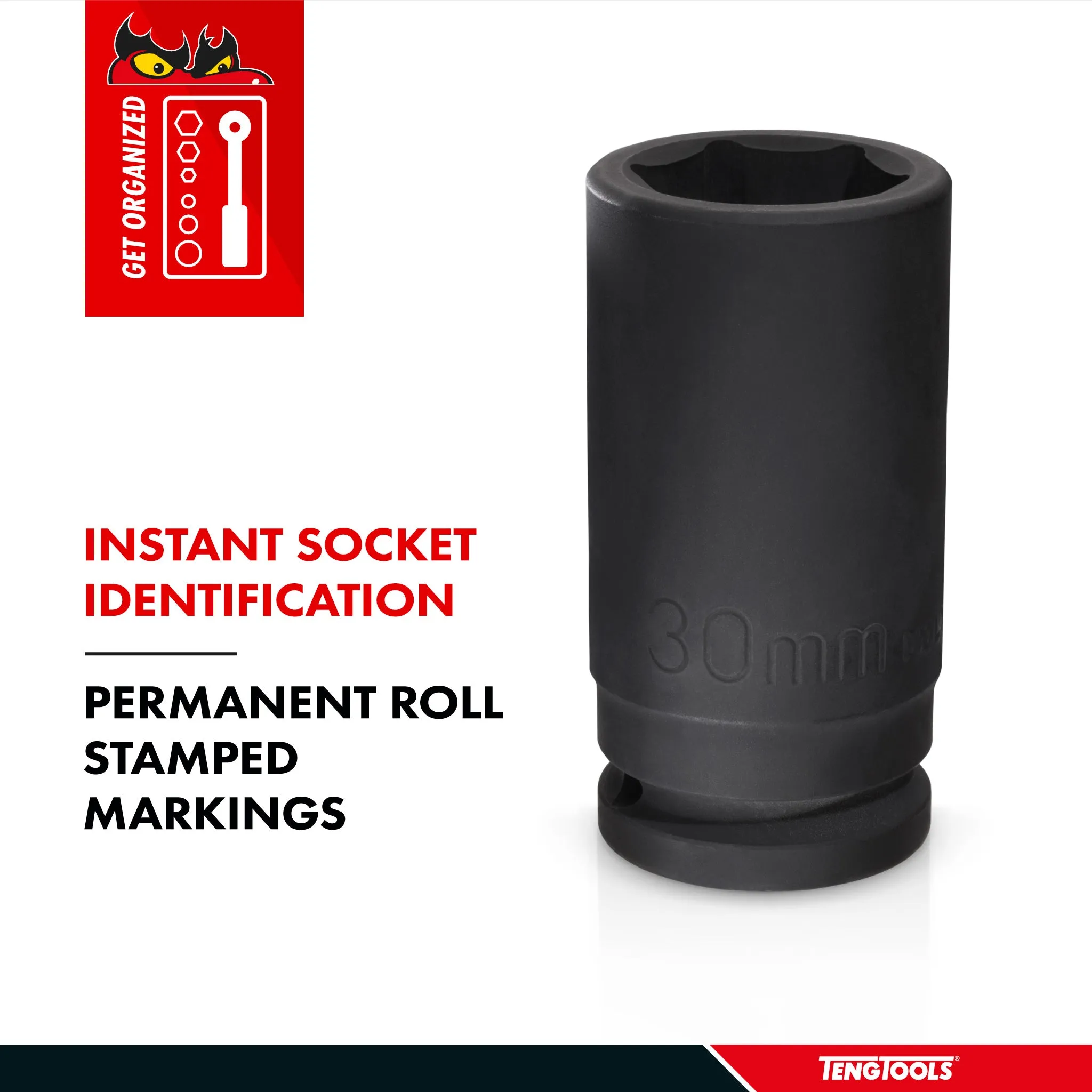 Teng Tools 6 Point 3/4 Inch Drive SAE Deep Chrome Molybdenum Impact Sockets