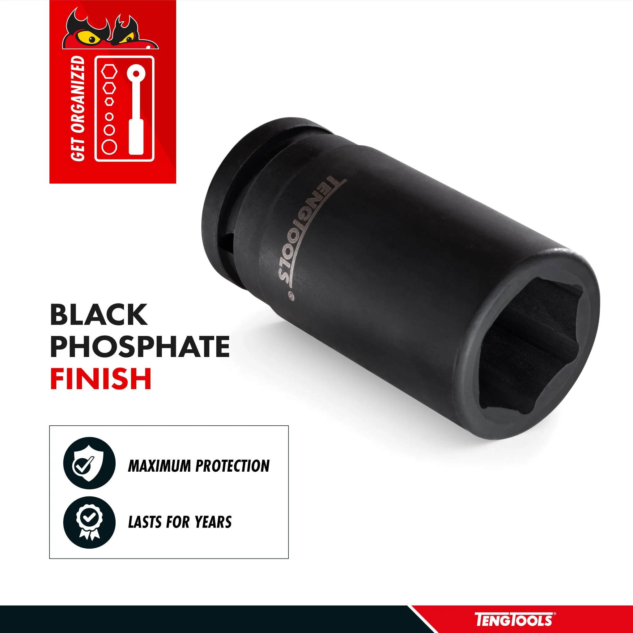 Teng Tools 6 Point 3/4 Inch Drive SAE Deep Chrome Molybdenum Impact Sockets