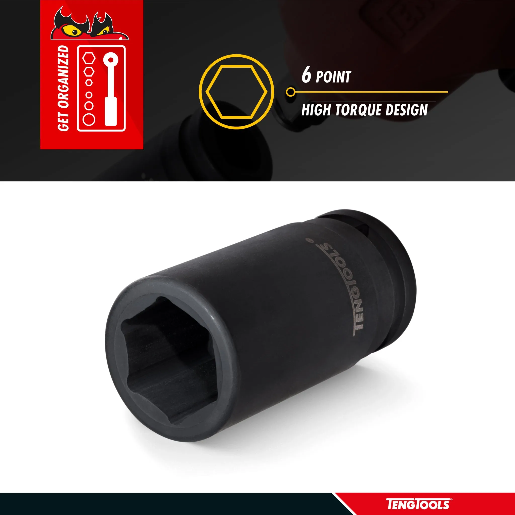 Teng Tools 6 Point 3/4 Inch Drive SAE Deep Chrome Molybdenum Impact Sockets