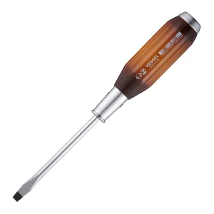 Vessel 100S5575 Genuine Wood Handle Tang-Thru Screwdriver No.100 Slotted5.5x75