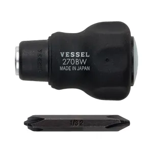 Vessel 270BW123 Cushion Stubby Interchangeable Screwdriver PH1-PH3/PH2