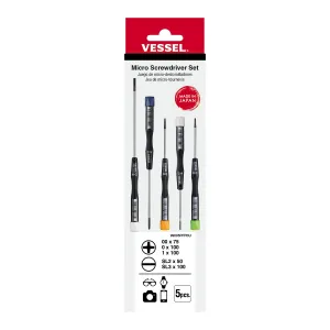 Vessel Tools 99005PFPBU Micro Precision Screwdriver Set, 5 Pc.