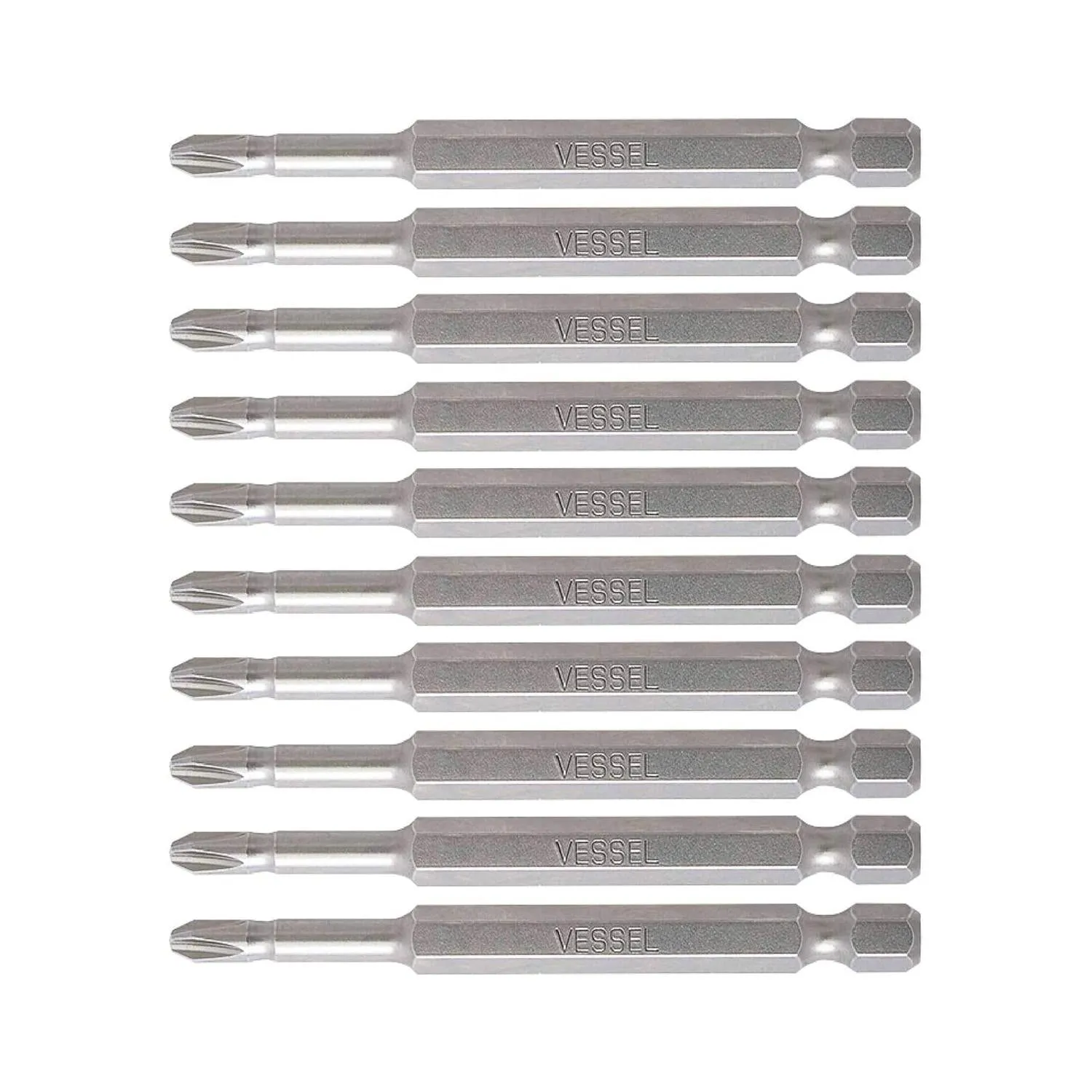 Vessel Tools NTPH275P10K Neck Torsion Power Bits, PH2 x 75 mm, 10 Pack