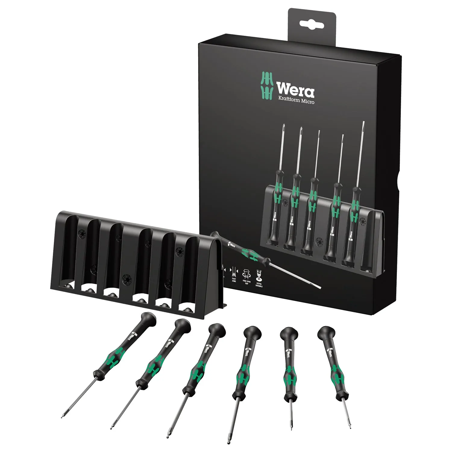 Wera 2052/6 Hexagon screwdriver set and rack for electronic applications, 6 pieces