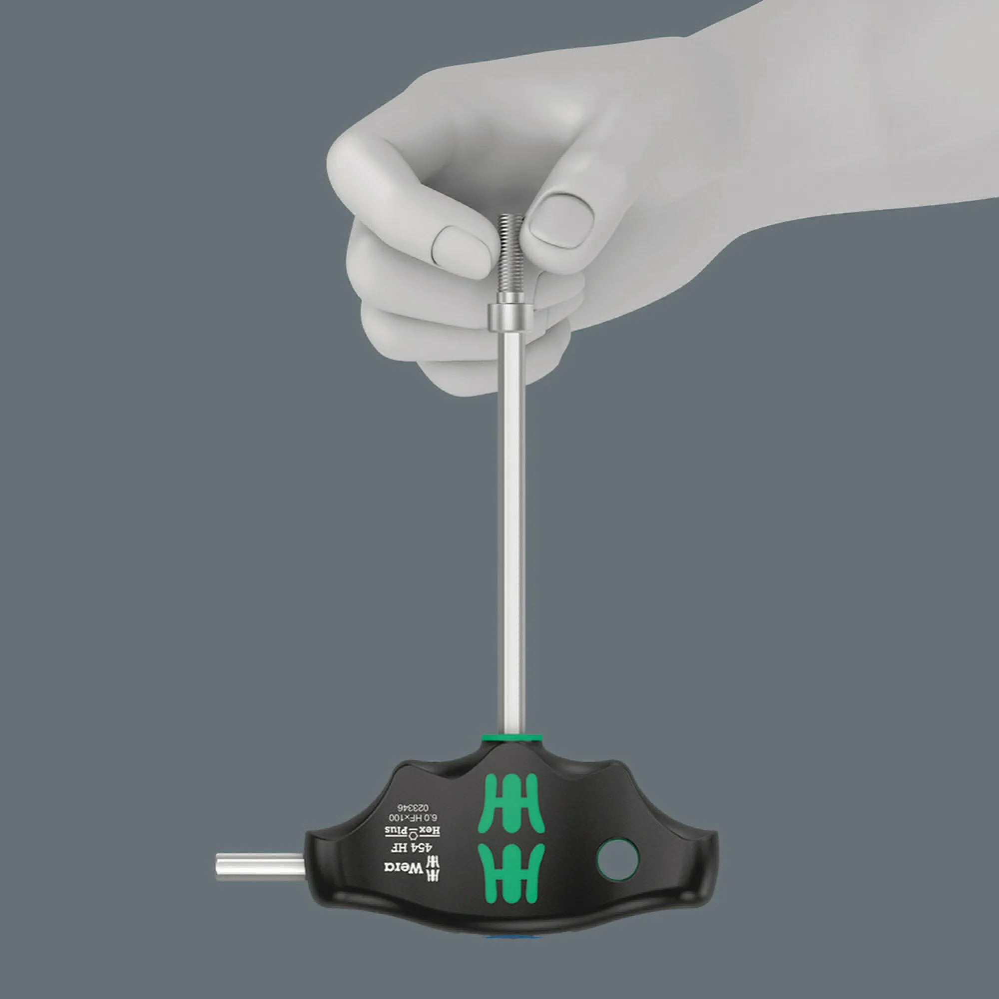 Wera 454 HF T-handle hexagon screwdriver Hex-Plus with holding function, imperial, 9/64" x 150 mm