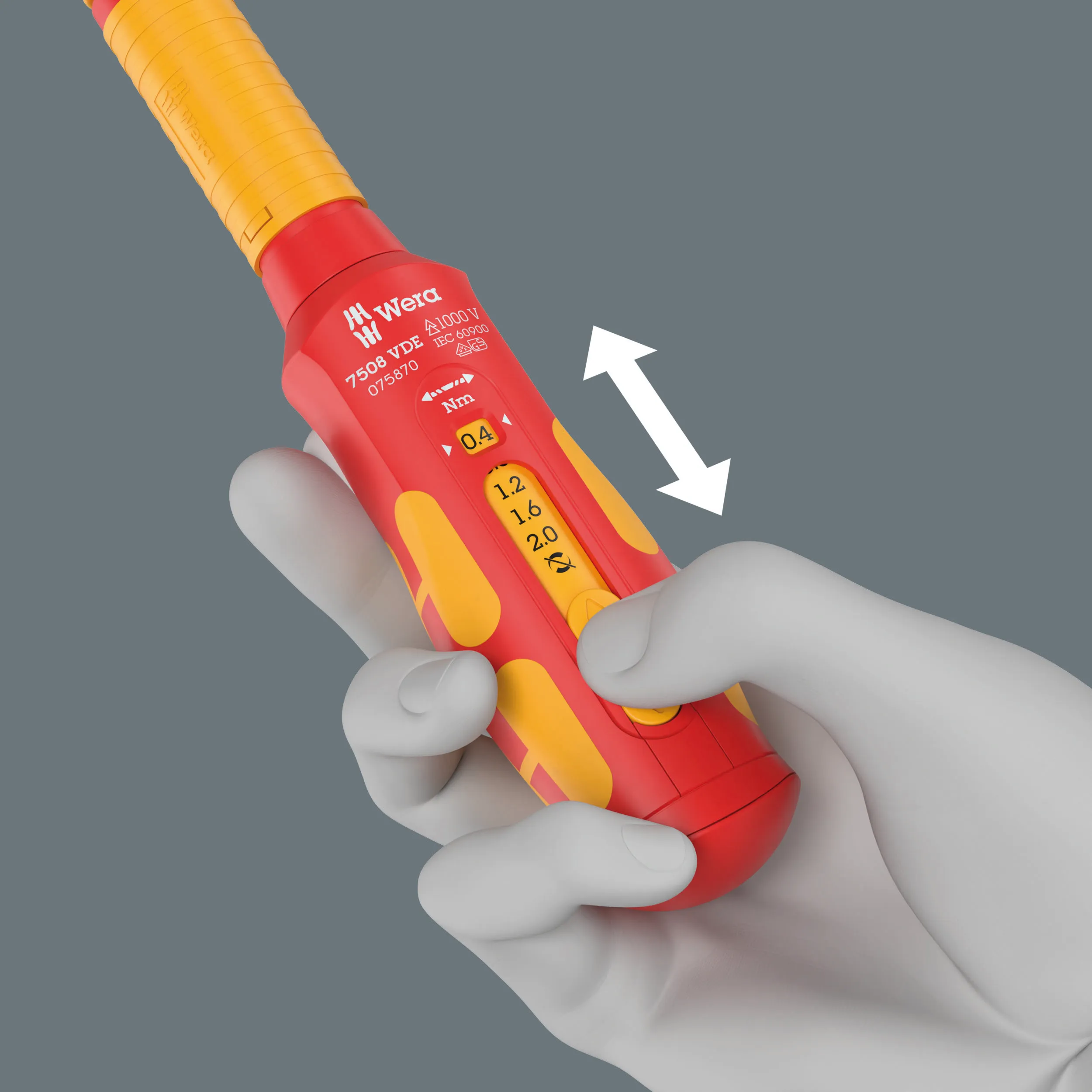 Wera 7508 VDE Kraftform Safe-Torque Speed Torque screwdriver, 0.4-2.0 Nm