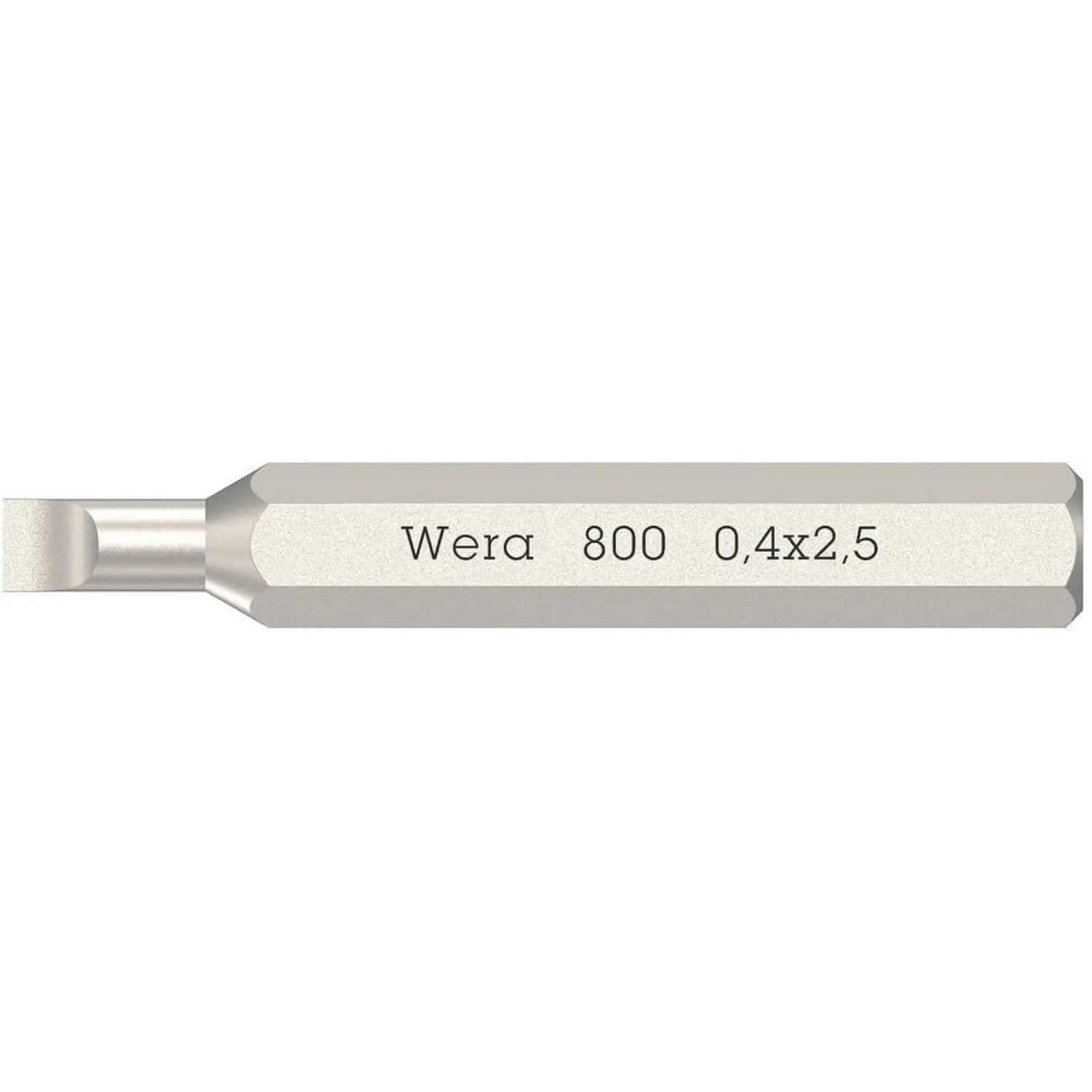Wera 800/0 Micro Bit for Slotted Screws, 0.40 x 2.5 x 30 mm