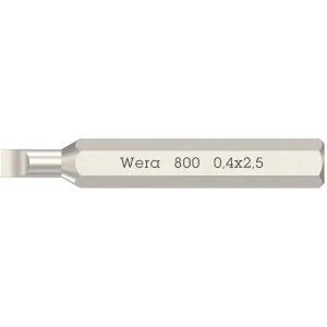 Wera 800/0 Micro Bit for Slotted Screws, 0.40 x 2.5 x 30 mm